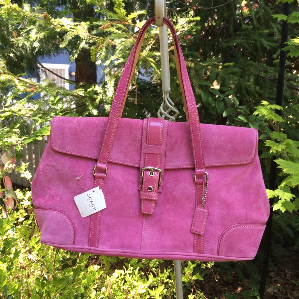 Coach Flap Satchel: Pink Suede